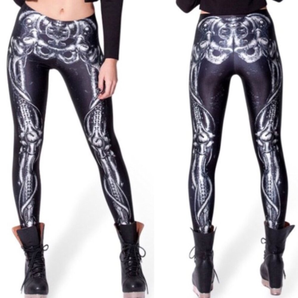 Skeletal Print Black Leggings - Women Pants & Jumpsuits